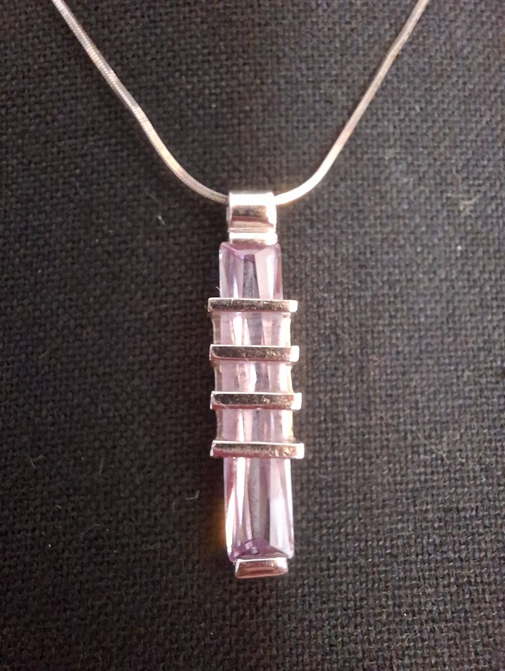 Rose de France Amethyst Baguette Sterling Silver Pendant